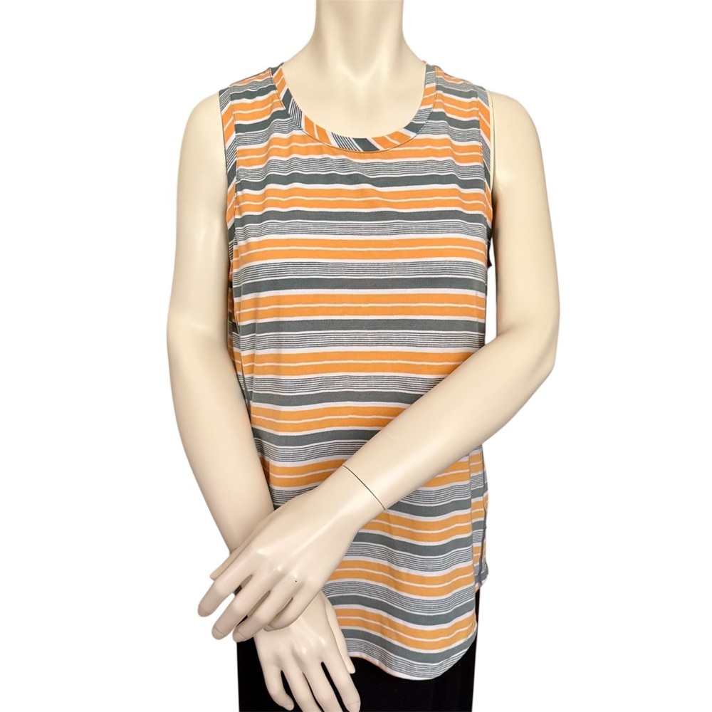 Title Nine Striped Tank Top in Orange, Gray, White